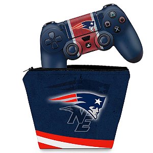 KIT Capa Case e Skin PS4 Controle  - New England Patriots Nfl