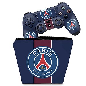 KIT Capa Case e Skin PS4 Controle  - Paris Saint Germain Neymar Jr Psg