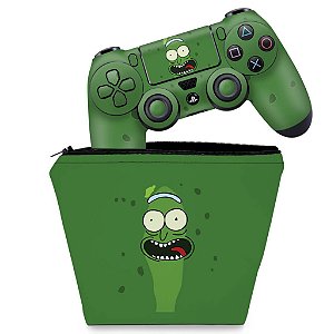 KIT Capa Case e Skin PS4 Controle  - Pickle Rick And Morty