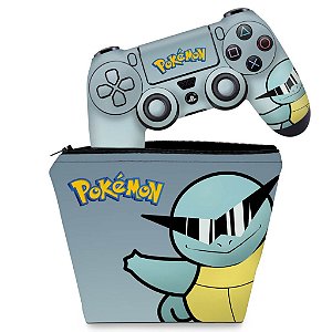 KIT Capa Case e Skin PS4 Controle  - Pokemon Squirtle