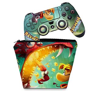 KIT Capa Case e Skin PS4 Controle  - Rayman Legends