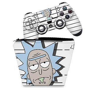 KIT Capa Case e Skin PS4 Controle  - Rick Rick And Morty