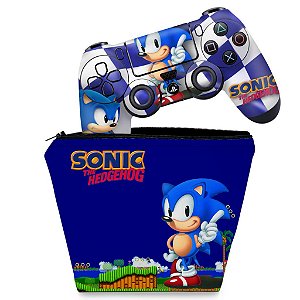 KIT Capa Case e Skin PS4 Controle  - Sonic The Hedgehog