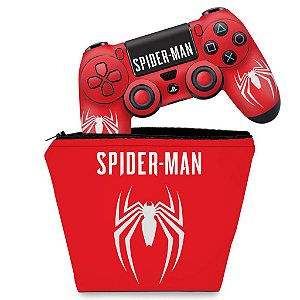 KIT Capa Case e Skin PS4 Controle  - Spider-Man Bundle