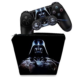 KIT Capa Case e Skin PS4 Controle  - Star Wars - Darth Vader
