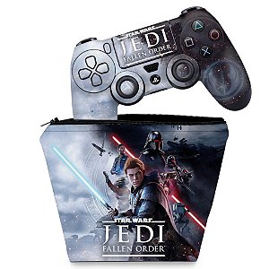 KIT Capa Case e Skin PS4 Controle  - Star Wars Jedi Fallen Order