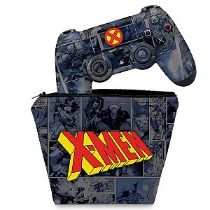 KIT Capa Case e Skin PS4 Controle  - X-Men Comics