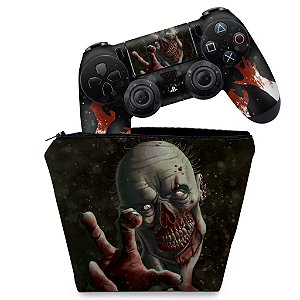 KIT Capa Case e Skin PS4 Controle  - Zombie Zumbi The Walking