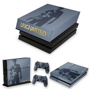KIT PS4 Fat Skin e Capa Anti Poeira - Uncharted 4 Limited Edition