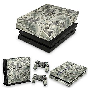 KIT PS4 Fat Skin e Capa Anti Poeira - Dollar Money Dinheiro