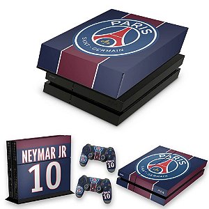 KIT PS4 Fat Skin e Capa Anti Poeira - Paris Saint Germain Neymar Jr Psg