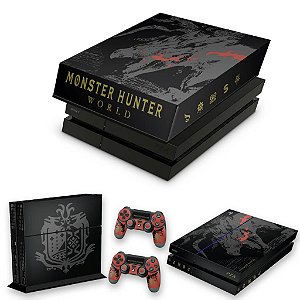 KIT PS4 Fat Skin e Capa Anti Poeira - Monster Hunter Edition