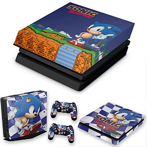 KIT PS4 Slim Skin e Capa Anti Poeira - Sonic The Hedgehog