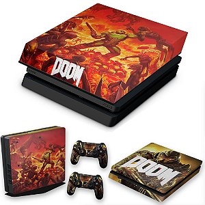 KIT PS4 Slim Skin e Capa Anti Poeira - Doom