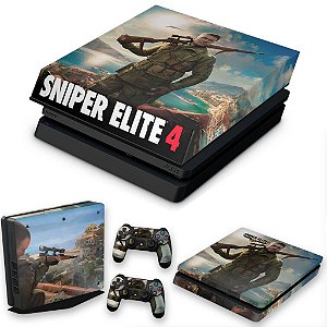 KIT PS4 Slim Skin e Capa Anti Poeira - Sniper Elite 4