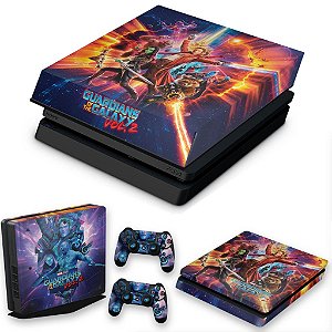 KIT PS4 Slim Skin e Capa Anti Poeira - Guardiões Da Galáxia Vol. 2