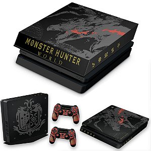 KIT PS4 Slim Skin e Capa Anti Poeira - Monster Hunter Edition