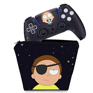 KIT Capa Case e Skin PS5 Controle - Morty Rick And Morty