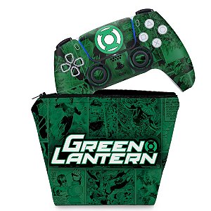 KIT Capa Case e Skin PS5 Controle - Lanterna Verde Comics