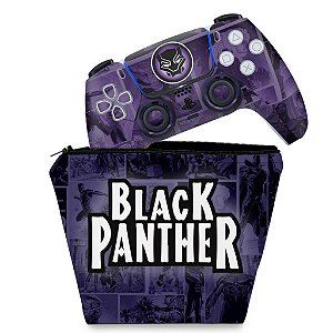 KIT Capa Case e Skin PS5 Controle - Pantera Negra Comics