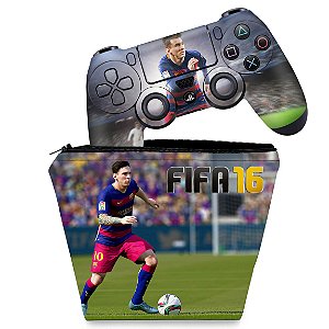 KIT Capa Case e Skin PS4 Controle  - Fifa 16