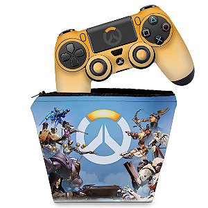 KIT Capa Case e Skin PS4 Controle  - Overwatch