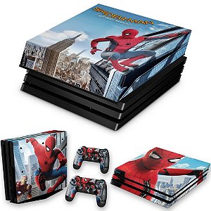 KIT PS4 Pro Skin e Capa Anti Poeira - Spiderman - Homem Aranha Homecoming