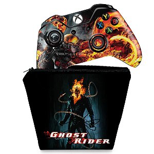 KIT Capa Case e Skin Xbox One Fat Controle - Ghost Rider - Motoqueiro Fantasma #B