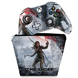 KIT Capa Case e Skin Xbox One Fat Controle - Rise of the Tomb Raider
