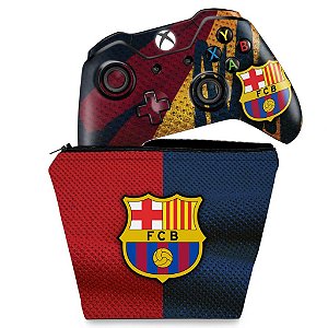 KIT Capa Case e Skin Xbox One Fat Controle - Barcelona