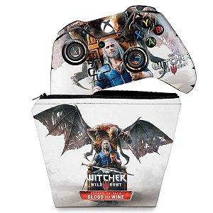 KIT Capa Case e Skin Xbox One Fat Controle - The Witcher 3 Blood And Wine