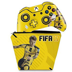 KIT Capa Case e Skin Xbox One Fat Controle - FIFA 17