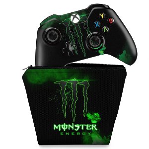 KIT Capa Case e Skin Xbox One Fat Controle - Monster Energy Drink