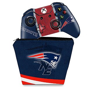 KIT Capa Case e Skin Xbox One Fat Controle - New England Patriots NFL