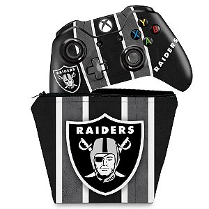 KIT Capa Case e Skin Xbox One Fat Controle - Oakland Raiders NFL