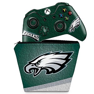 KIT Capa Case e Skin Xbox One Fat Controle - Philadelphia Eagles NFL