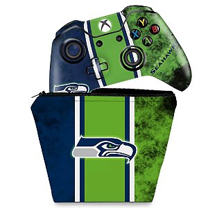 KIT Capa Case e Skin Xbox One Fat Controle - Seattle Seahawks - NFL