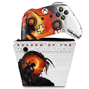 KIT Capa Case e Skin Xbox One Fat Controle - Shadow Of The Tomb Raider
