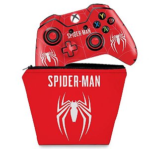 KIT Capa Case e Skin Xbox One Fat Controle - Spider-man Bundle