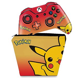 KIT Capa Case e Skin Xbox One Fat Controle - Pokemon Pikachu