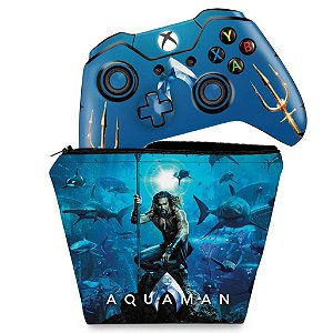 KIT Capa Case e Skin Xbox One Fat Controle - Aquaman