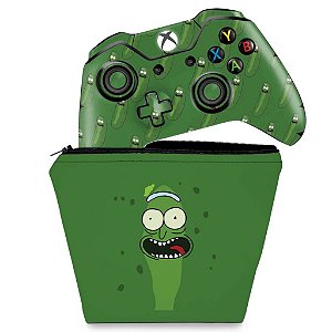 KIT Capa Case e Skin Xbox One Fat Controle - Pickle Rick and Morty