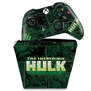 KIT Capa Case e Skin Xbox One Fat Controle - Hulk Comics