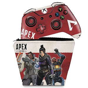 KIT Capa Case e Skin Xbox One Fat Controle - Apex Legends