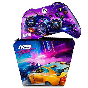 KIT Capa Case e Skin Xbox One Fat Controle - Need For Speed Heat