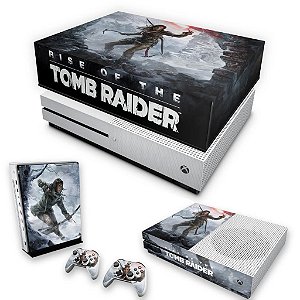 KIT Xbox One S Slim Skin e Capa Anti Poeira - Rise of the Tomb Raider