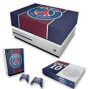 KIT Xbox One S Slim Skin e Capa Anti Poeira - Paris Saint Germain Neymar Jr PSG