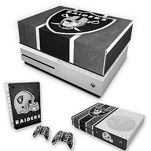 KIT Xbox One S Slim Skin e Capa Anti Poeira - Oakland Raiders NFL