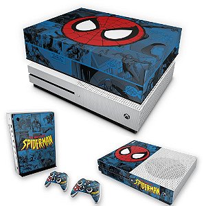 KIT Xbox One S Slim Skin e Capa Anti Poeira - Homem-Aranha Spider-Man Comics