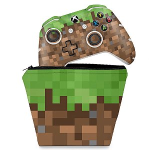 KIT Capa Case e Skin Xbox One Slim X Controle - Minecraft